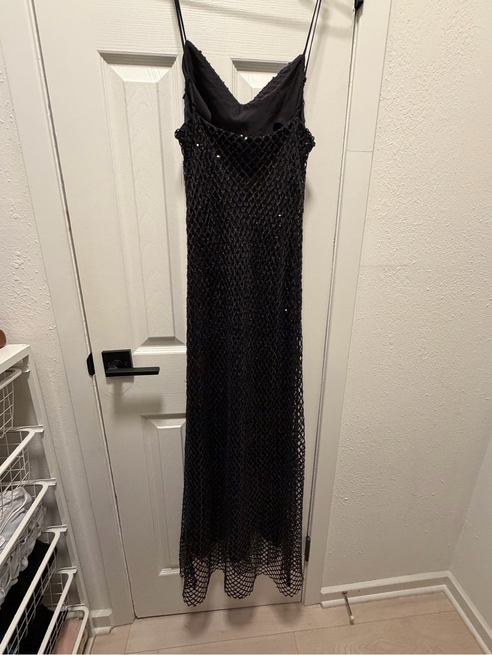 AllSaints Black Sequin Maxi Slip Dress - Picture 3 of 4